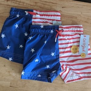 NWT Cat & Jack 2T American flag swim trunks